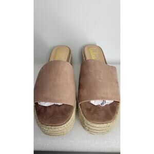 Lulus O'ahu 2 Mauve Platform Espadrille Slide Sandals Size 8.5